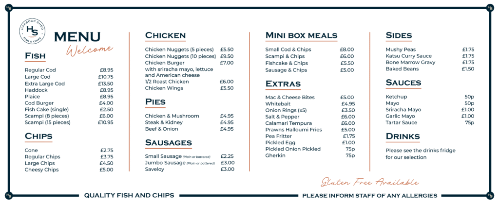 harbourshed menu